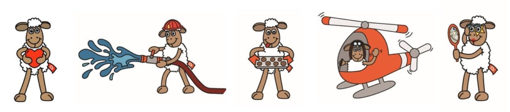 Droomdag schaap Droomdagschaap mascotte Droomdag